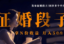 发布征婚段子，同步多个平台，拿N份收益，月入5k-蜗牛学社