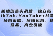 跨境创富实战营，独立站+TikTok+YouTube+谷歌广告，经营策略，店铺运营，精准选品，高效引流-蜗牛学社