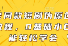 大佬同款短剧伪原创搬运方法，0基础小白也能轻松学会-蜗牛学社