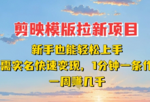 剪映模板拉新项目：新手也能轻松上手，无需实名，快速变现，一分钟一条作品，一周挣几k-蜗牛学社