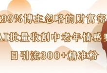 被99%博主忽略的财富密码：用AI批量收割中老年情感赛道，日引流300+精准粉-蜗牛学社