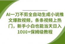 AI一刀不剪全自动生成小说推文爆款视频，条条视频上热门，新手小白也能当天日入数张-蜗牛学社