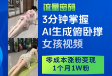 3分钟掌握AI生成俯卧撑女孩视频，零成本涨粉变现，1个月1W粉-蜗牛学社