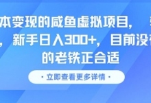 零成本变现的咸鱼虚拟项目, 轻资产运营,新手日入3张+,目前没有项目的老铁正合适-冒泡网