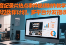 抖音纪录片热点事件视频制作教学，可过伙伴计划，多平台分发撸收益-蜗牛学社