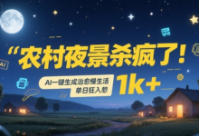 农村夜景杀疯了！AI一键生成治愈系慢生活，单日狂入1k+-蜗牛学社