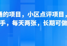 新跑通的项目,小区点评项目,动动手,每天两张,长期可做-蜗牛学社