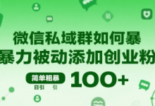 微信私域群如何暴力被动添加创业粉，简单粗暴，日引100+-蜗牛学社
