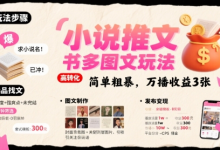 小说推文小红书多图文玩法，简单粗暴，万播收益3张-蜗牛学社