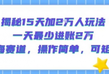 揭秘15天加2W人玩法，一天最少2万进账，蓝海赛道，操作简单，可矩阵-蜗牛学社