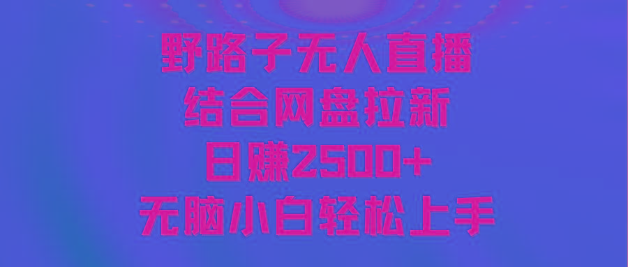无人直播野路子结合网盘拉新,日赚2500+多平台变现,小白无脑轻松上手操作-冒泡网