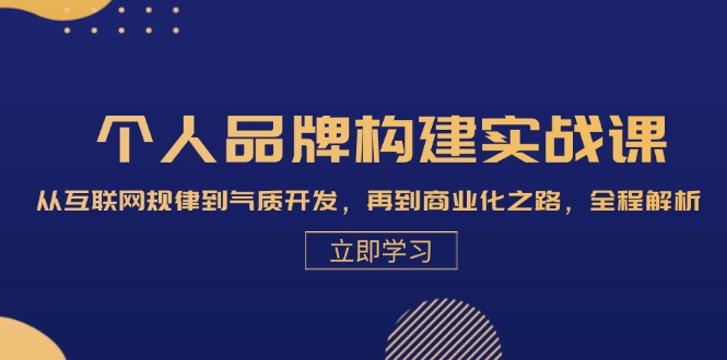 个人品牌构建实战课:从互联网规律到气质开发,再到商业化之路,全程解析-冒泡网