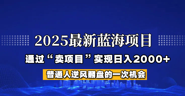 2025年蓝海项目,如何通过“网创项目”日入2000+-冒泡网