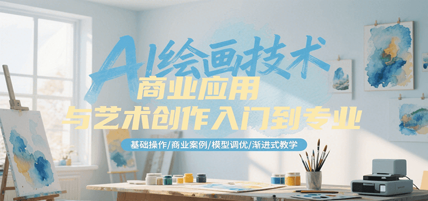 AI绘画技术商业应用与艺术创作入门到专业,基础操作/商业案例/模型调优/渐进式教学-冒泡网