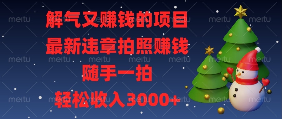 解气又赚钱的项目,最新违章拍照赚钱,随手一拍,轻松收入3000+-冒泡网