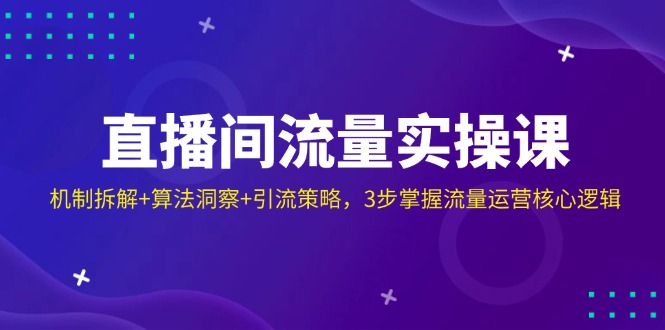 直播间流量实操课:机制拆解+算法洞察+引流策略,3步掌握流量运营核心逻辑-冒泡网