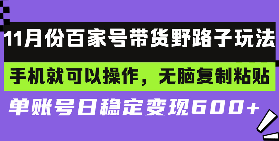 百家号带货野路子玩法 手机就可以操作,无脑复制粘贴 单账号日稳定变现…-冒泡网
