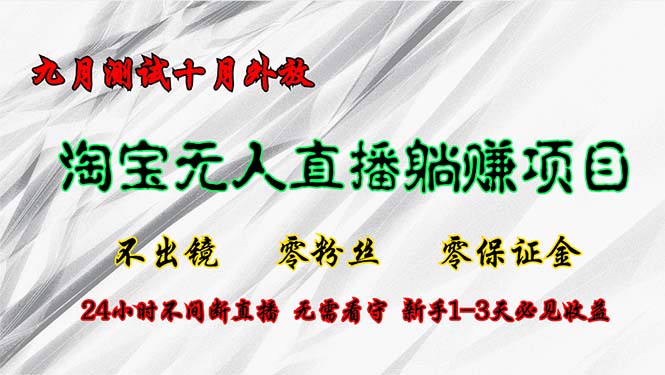 淘宝无人直播最新玩法，九月测试十月外放，不出镜零粉丝零保证金，24小…-冒泡网
