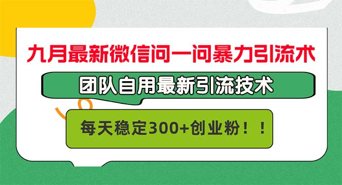 九月最新微信问一问暴力引流术,团队自用引流术,每天稳定300+创…-冒泡网