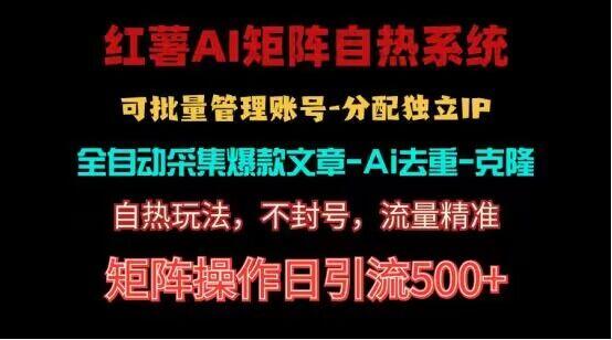 红薯矩阵自热系统，独家不死号引流玩法！矩阵操作日引流500+-冒泡网