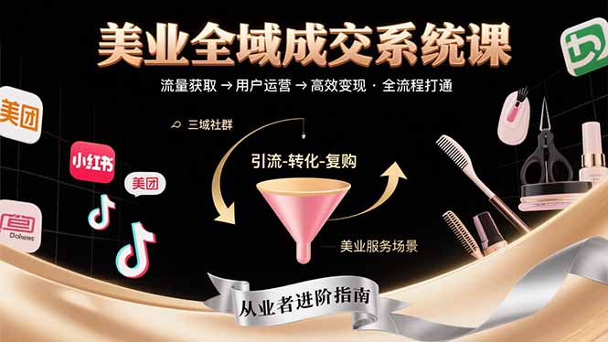 美业全域成交系统课程:帮助美业从业者打通从流量获取到高效变现全流程-冒泡网