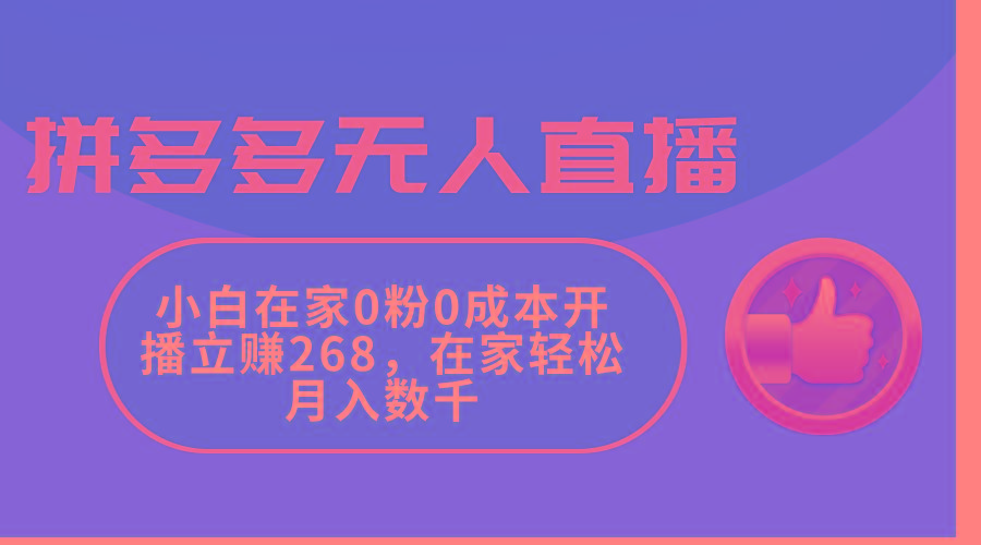 拼多多无人直播,小白在家0粉0成本开播立赚268,在家轻松月入数千-冒泡网