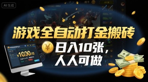 游戏全自动打金搬砖,日入10张,人人可做,纯干货,长期稳定收益项目【揭秘】-冒泡网