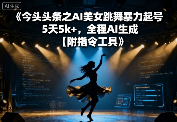 今日头条之AI美女跳舞暴力起号，5天1k+，全程AI生成【附指令工具】-冒泡网