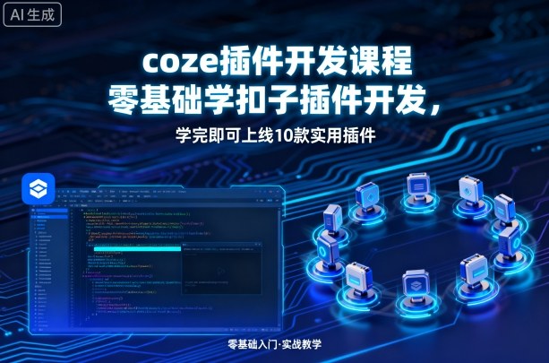 coze插件开发课程,零基础学扣子插件开发,学完即可上线10款实用插件-冒泡网