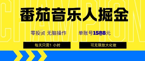 番茄音乐人掘金,单账号最高可撸1k+,可无限矩阵去做,零投入-冒泡网