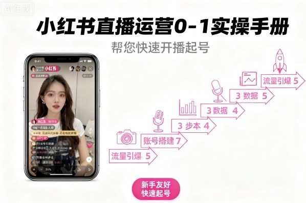 小红书直播运营0-1实操手册，帮您快速开播起号-冒泡网