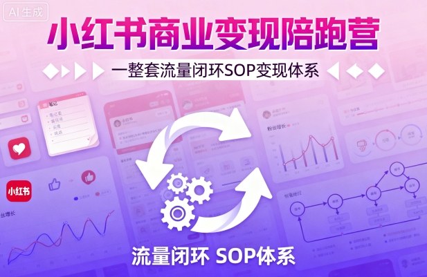 小红书商业变现陪跑营，轻IP矩阵 私域获客 聚光投流，一整套流量闭环SOP变现体系-冒泡网