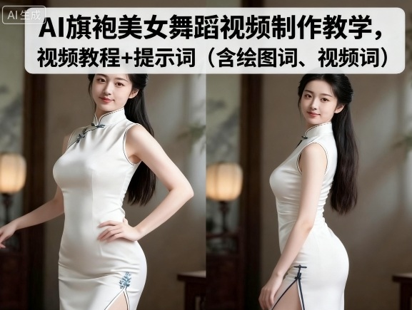 AI旗袍美女舞蹈视频制作教学,视频教程+提示词(含绘图词、视频词)-冒泡网