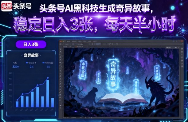 头条号AI黑科技生成奇异故事,稳定日入3张,每天半小时-冒泡网