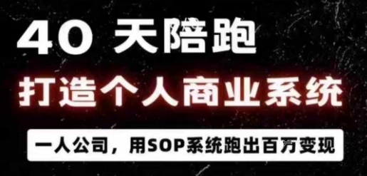 40天陪跑打造个人商业系统，一人公司，用SOP系统跑出百W变现-冒泡网