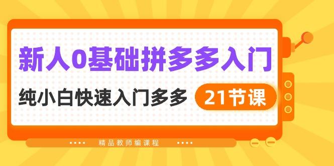 新人0基础拼多多入门,纯小白快速入门多多(21节课-冒泡网