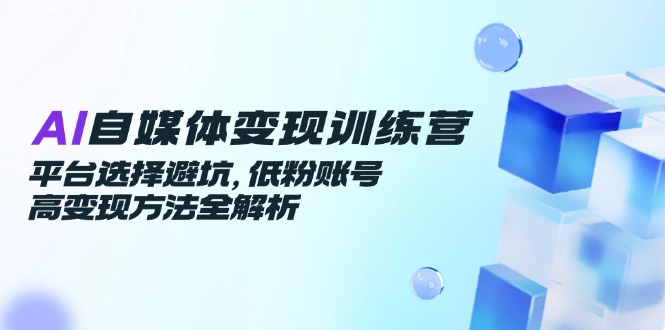 AI自媒体变现训练营,平台选择避坑,低粉账号高变现方法全解析-冒泡网