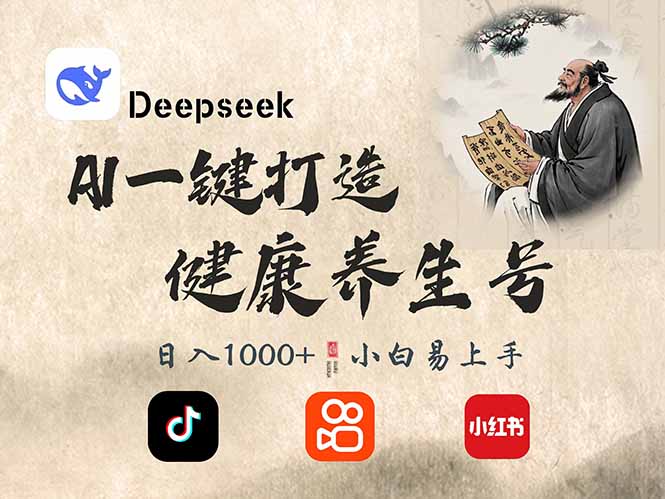 DeepSeek做养生号,一条作品涨粉2万+,轻松日入300+-冒泡网