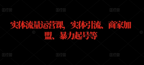 实体流量运营课,实体引流、商家加盟、暴力起号等-冒泡网