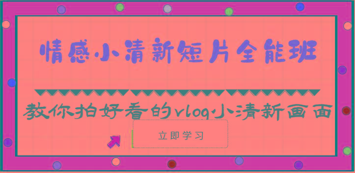 情感小清新短片全能班-教你拍好看的vlog小清新画面(30节课)-冒泡网