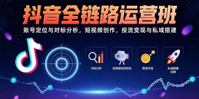 抖音全链路运营班:账号定位与对标分析,短视频创作,投流变现与私域搭建-冒泡网