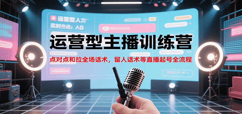 运营型主播训练营,点对点和拉全场话术,留人话术等直播起号全流程(更新7月)-冒泡网