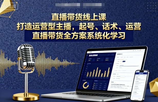 直播带货线上课,打造运营型主播,起号、话术、运营,直播带货全方案系统化学习-冒泡网