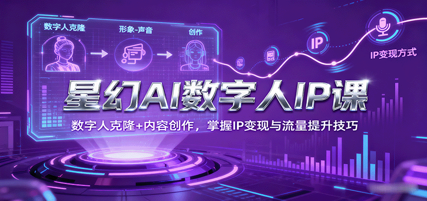 星幻AI数字人IP课，数字人克隆+内容创作，掌握IP变现与流量提升技巧-冒泡网