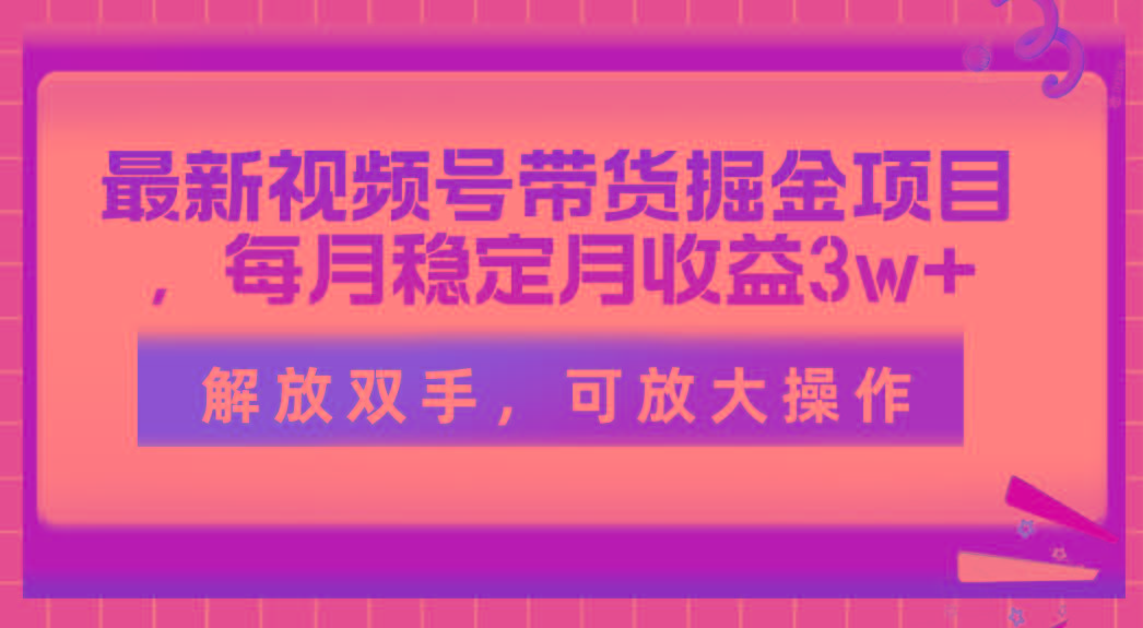 最新视频号带货掘金项目,每月稳定月收益3w+,解放双手,可放大操作-冒泡网