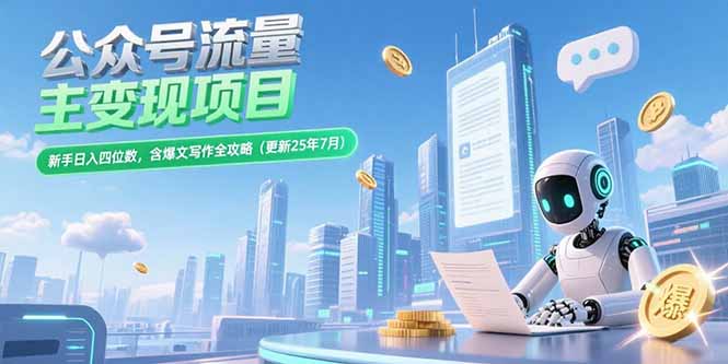 公众号流量主变现项目,新手日入四位数,含爆文写作全攻略(更新25年7月-冒泡网