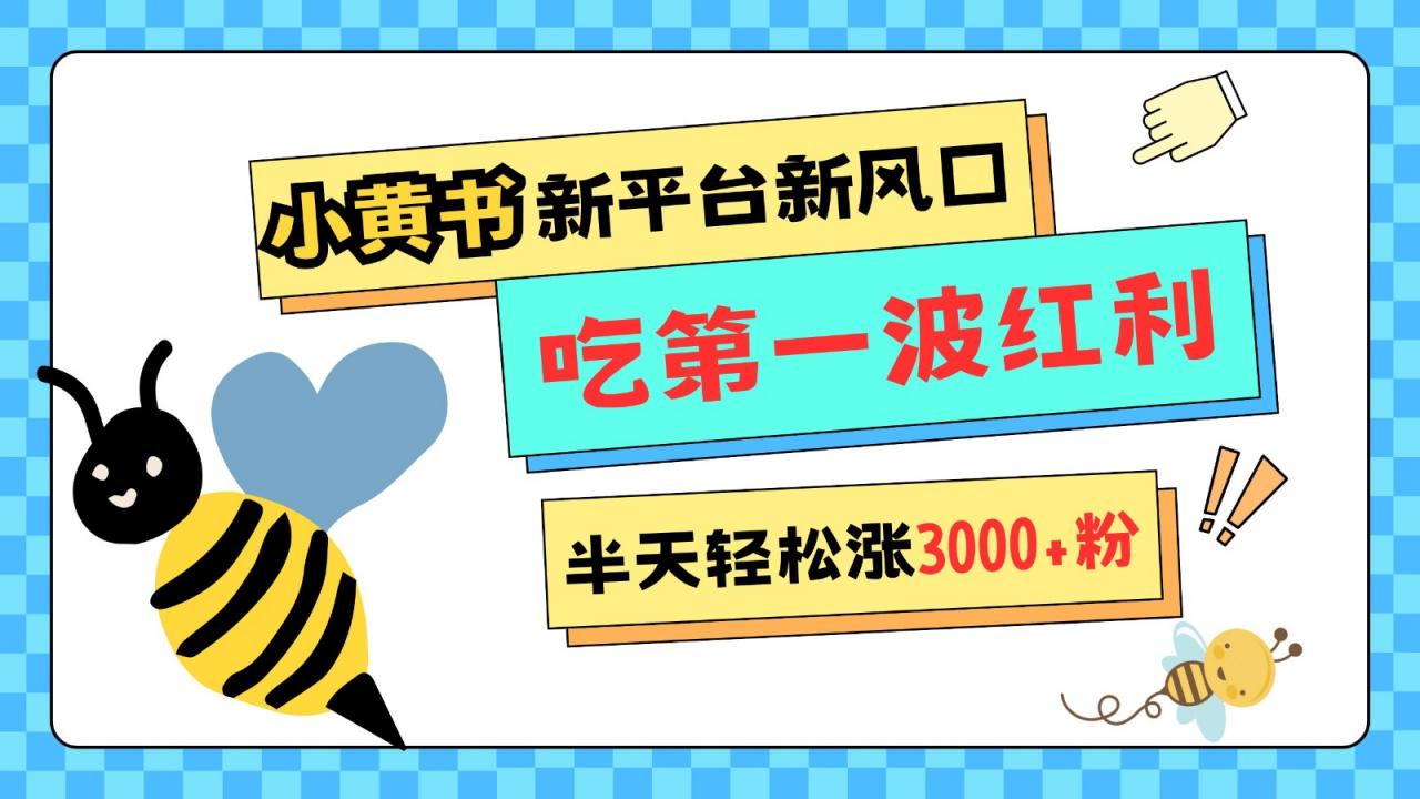 小黄书重磅来袭,新平台新风口,管理宽松,半天轻松涨3000粉,第一波红利等你来吃-冒泡网