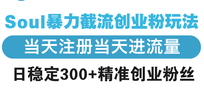 Soul暴力截流创业粉玩法,当天注册当天进流量,日稳定300+精准创业粉丝-冒泡网
