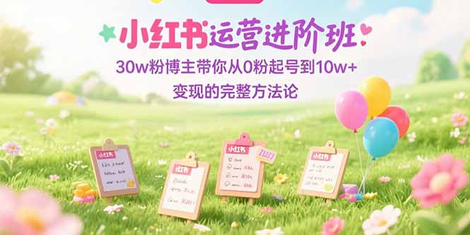 小红书运营进阶班:30w粉博主带你从0粉起号到10w+变现的完整方法论-冒泡网