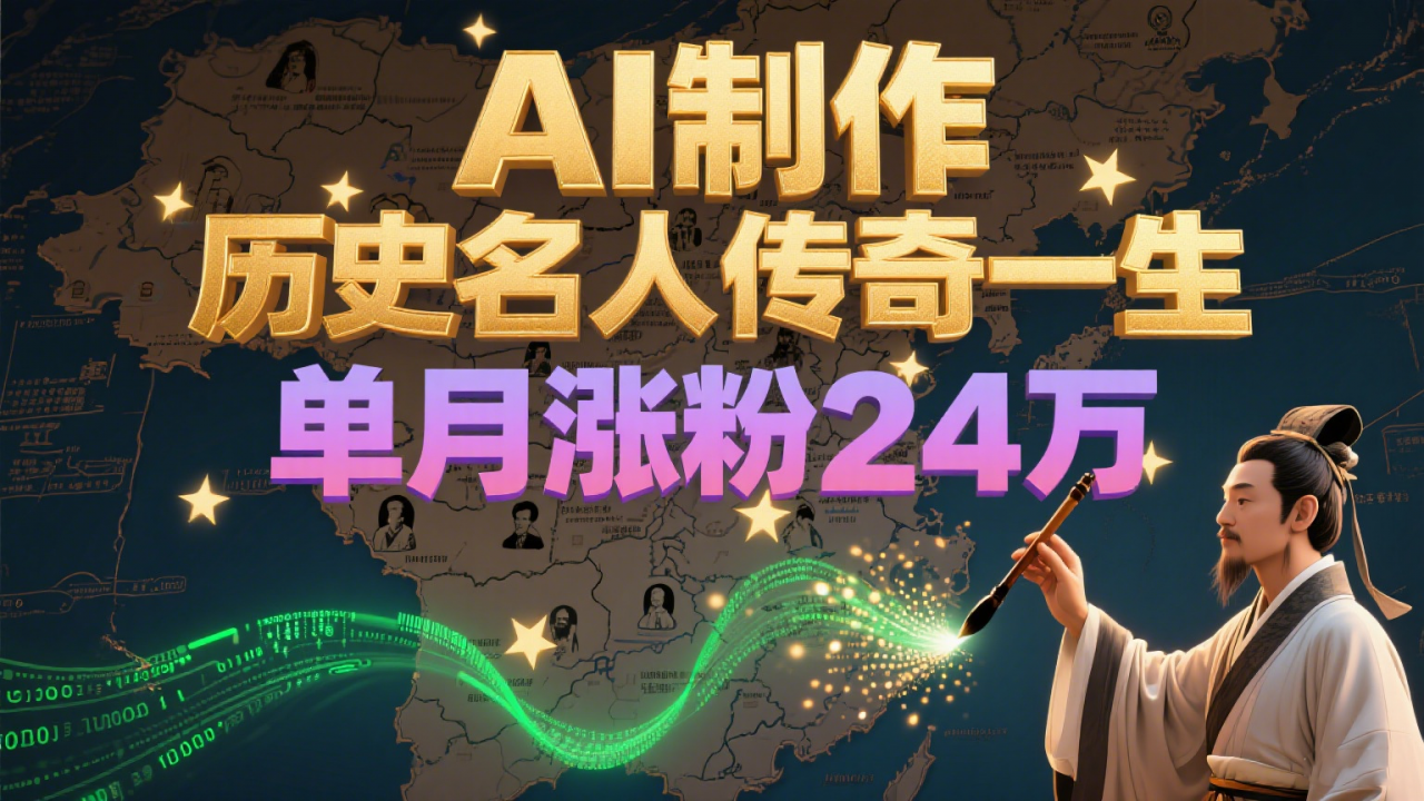 暴力起号!用AI制作历史名人传奇一生,单月涨粉24万,涨粉+变现赛道黑马来了-冒泡网